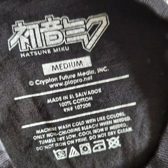 Hatsune Miku Black Bleach Wash Graphic Tee Size Medium 100% Cotton - Picture 6 of 6